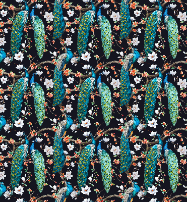 Rollo Fenster mit Pfau und Blumenmotiv