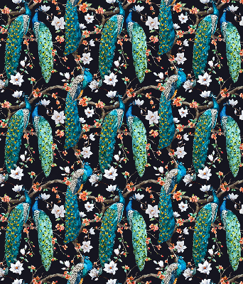 Rollo Fenster mit Pfau und Blumenmotiv