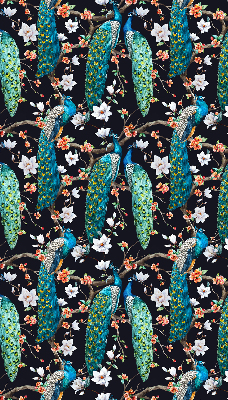 Rollo Fenster mit Pfau und Blumenmotiv