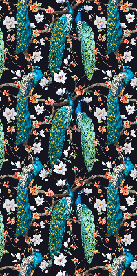 Rollo Fenster mit Pfau und Blumenmotiv