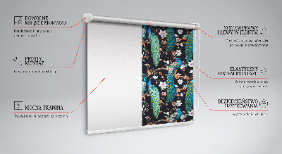 Rollo Fenster mit Pfau und Blumenmotiv