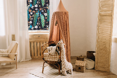 Rollo Fenster mit Pfau und Blumenmotiv