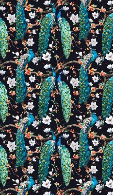 Rollo Fenster mit Pfau und Blumenmotiv