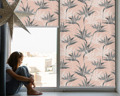 Fensterrollo in Grau mit Blumenmuster