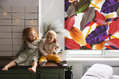 Fensterrollo innen in der Ausführung Bunte Blätter