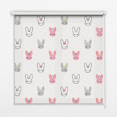 Fensterrollo bunte Kaninchen mit Kronen