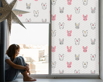 Fensterrollo bunte Kaninchen mit Kronen