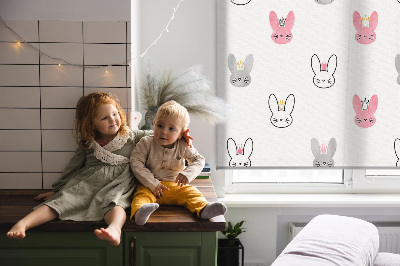 Fensterrollo bunte Kaninchen mit Kronen