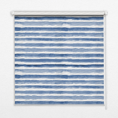 Fensterrollo innen mit aufgemalten blauen Streifen