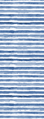 Fensterrollo innen mit aufgemalten blauen Streifen