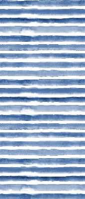 Fensterrollo innen mit aufgemalten blauen Streifen
