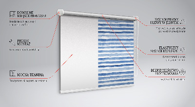 Fensterrollo innen mit aufgemalten blauen Streifen