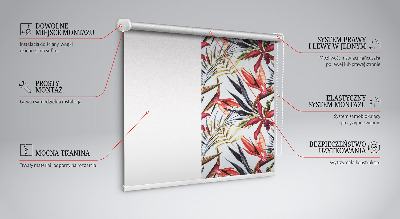 Fensterrollo innen mit exotischen Blättern