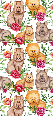Fensterrollo hunde zwischen den blumen