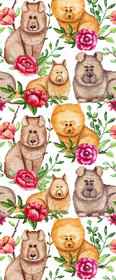 Fensterrollo hunde zwischen den blumen