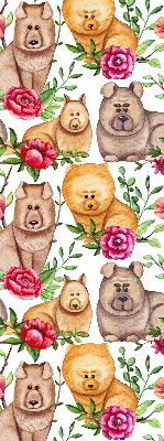 Fensterrollo hunde zwischen den blumen