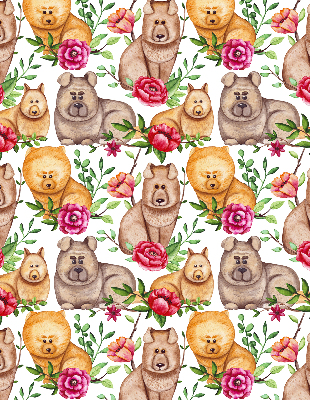 Fensterrollo hunde zwischen den blumen