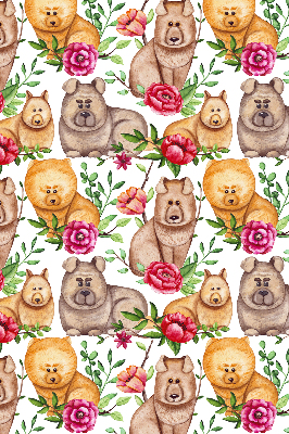 Fensterrollo hunde zwischen den blumen