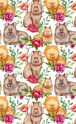 Fensterrollo hunde zwischen den blumen