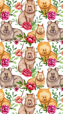 Fensterrollo hunde zwischen den blumen