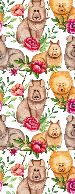 Fensterrollo hunde zwischen den blumen