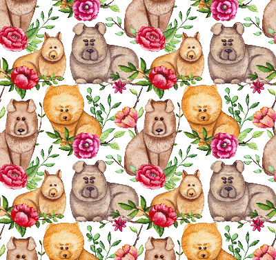 Fensterrollo hunde zwischen den blumen