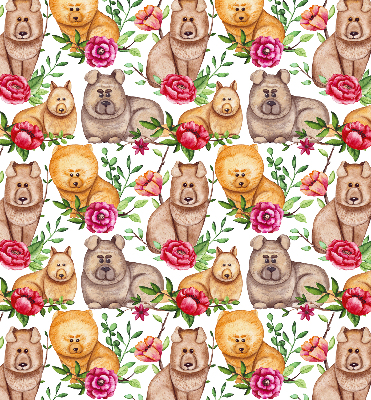 Fensterrollo hunde zwischen den blumen