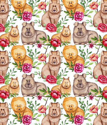 Fensterrollo hunde zwischen den blumen