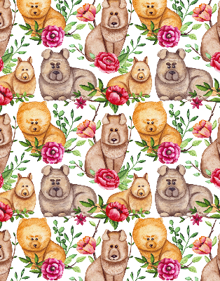 Fensterrollo hunde zwischen den blumen