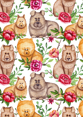 Fensterrollo hunde zwischen den blumen