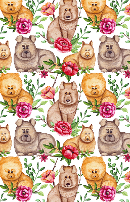 Fensterrollo hunde zwischen den blumen