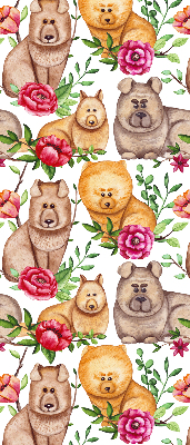 Fensterrollo hunde zwischen den blumen