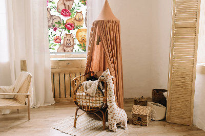 Fensterrollo hunde zwischen den blumen
