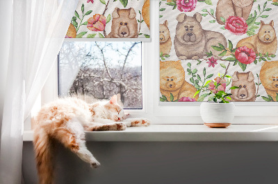 Fensterrollo hunde zwischen den blumen