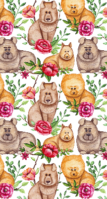 Fensterrollo hunde zwischen den blumen