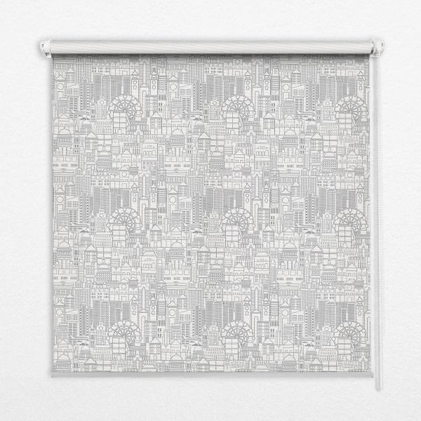 Rollo Fenster mit der Skizze der Stadt