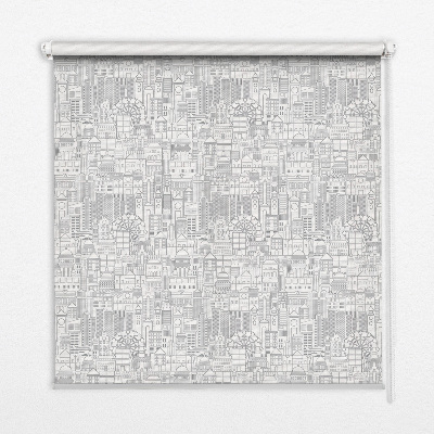 Rollo Fenster mit der Skizze der Stadt
