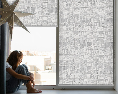 Rollo Fenster mit der Skizze der Stadt