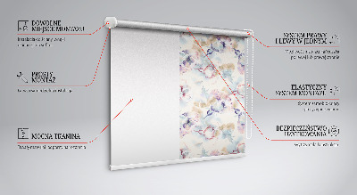 Fensterrollo mit bunten bemalten Blumen