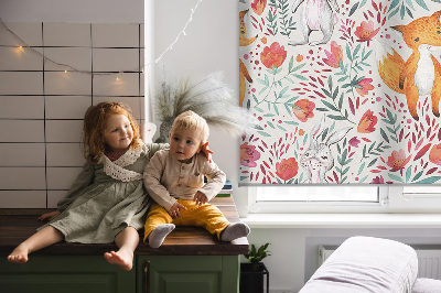 Fensterrollo innen mit Motiv Tiere und Pflanzen