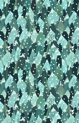 Fensterrollo innen mit Waldmotiv und fallendem Schnee