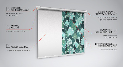 Fensterrollo innen mit Waldmotiv und fallendem Schnee
