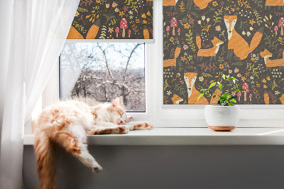 Rollo Fenster mit Füchsen und Pflanzen