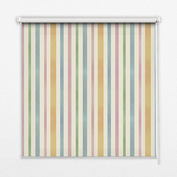 Fensterrollo mit bunten vertikalen Streifen