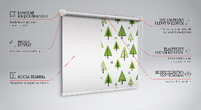 Fensterrollo innen mit gezeichnetem Waldmotiv