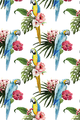 Fensterrollo innen mit Papagei auf Blumenmotiv