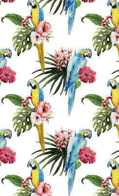 Fensterrollo innen mit Papagei auf Blumenmotiv