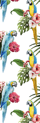 Fensterrollo innen mit Papagei auf Blumenmotiv