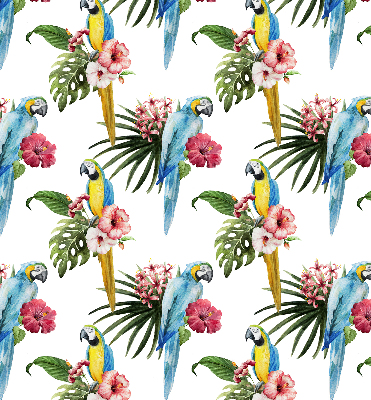 Fensterrollo innen mit Papagei auf Blumenmotiv
