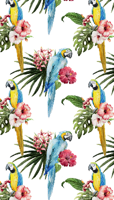 Fensterrollo innen mit Papagei auf Blumenmotiv